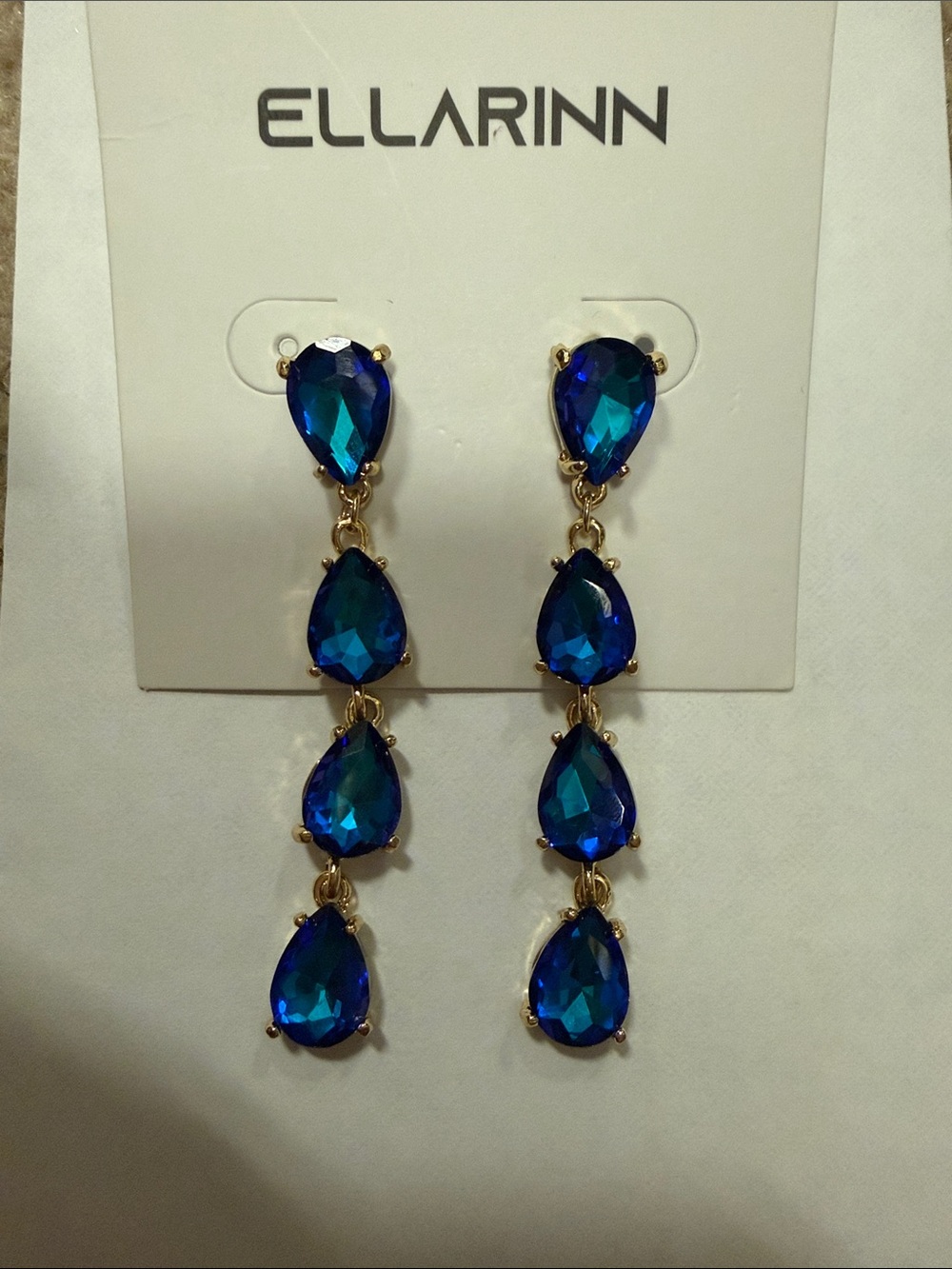 Blue Teardrop Drop Earrings